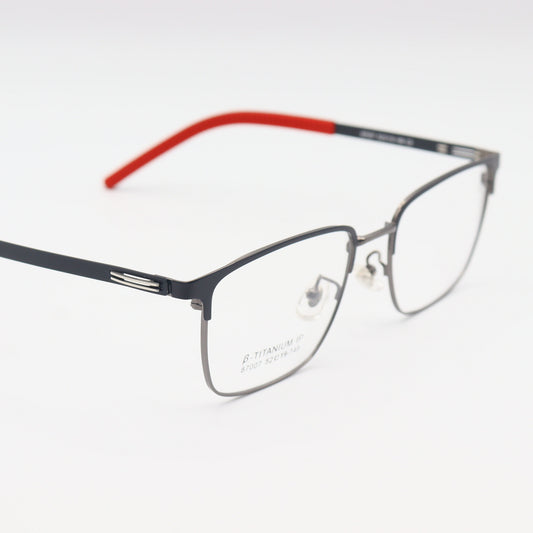 Brown β-Titanium square eyeglasses by CHASHMAY KHAS® featuring ultra-lightweight design and sleek frame.