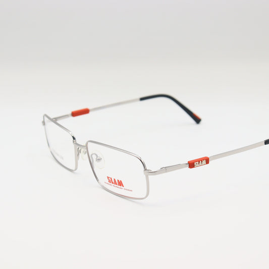 Red and silver CHASHMAY KHAS® rectangular eyeglasses with advanced technology frame for stylish vision correction.
