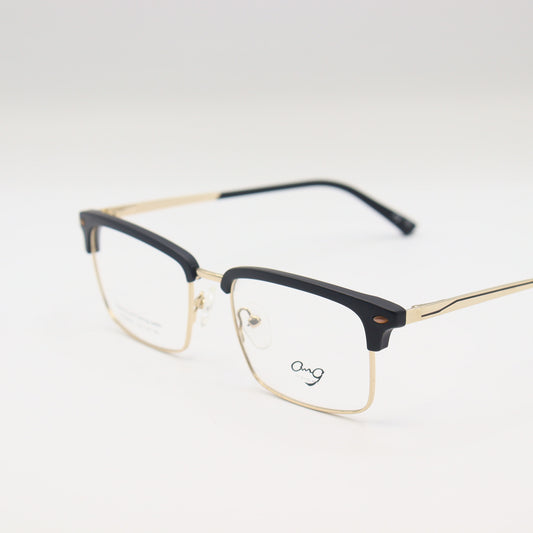 Black and gold rectangular CHASHMAY KHAS® spectacles with clear lenses, stylish design for seeing and being seen.