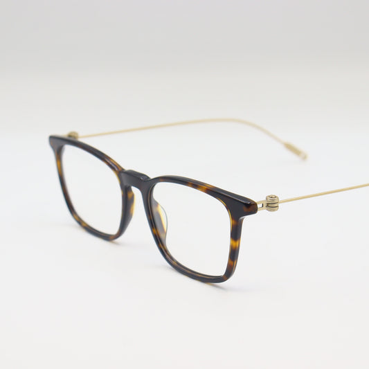 Classic - Tortoise Shell - Square - Eyeglasses | Gold Temple Accent