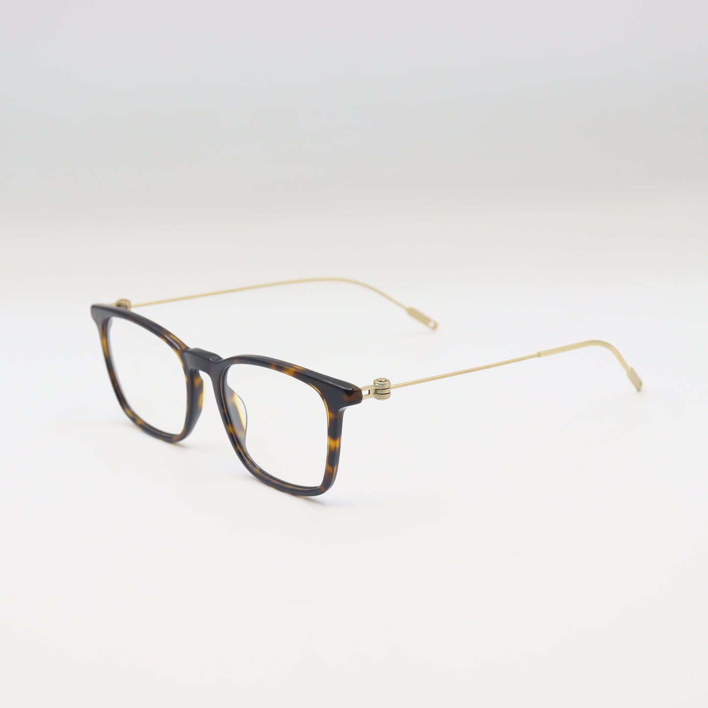 Classic - Tortoise Shell - Square - Eyeglasses | Gold Temple Accent
