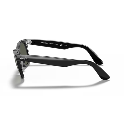 RayBan Wayfarer Classic polarized green sunglasses with black frames and green-tinted lenses, stylish eyewear by CHASHMAY KHAS.