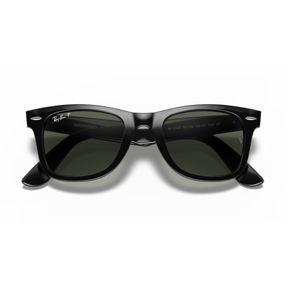 Chashmay Khas RayBan RB2140 Wayfarer Classic polarized sunglasses with green lenses and black frame, stylish and protective eyewear