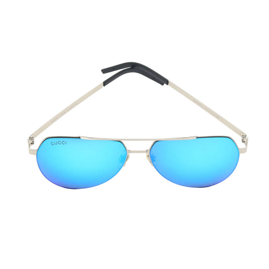 Gucci - Silver Aviator - Blue Mirror - Sunglasses - CHASHMAY KHAS®
