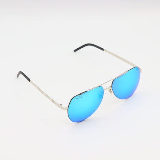 Gucci - Silver Aviator - Blue Mirror - Sunglasses - CHASHMAY KHAS®