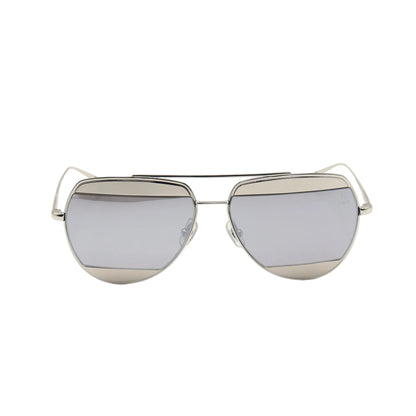 Silver - Double Bridge - Aviator - Reflective Mirror Lens - Sunglasses - CHASHMAY KHAS®