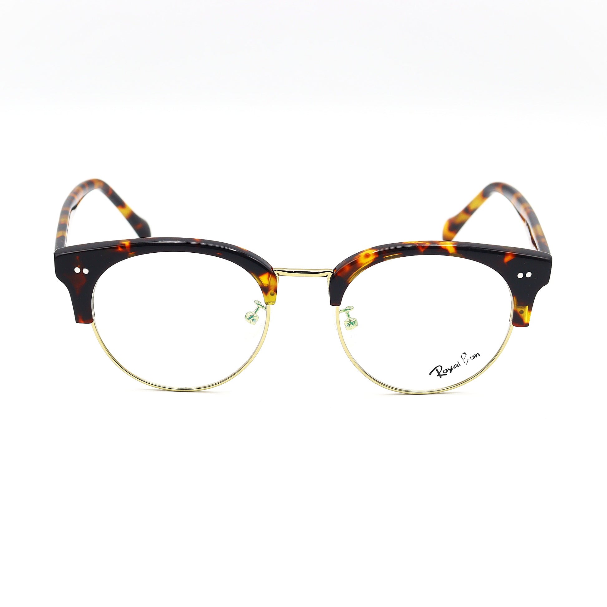 Round tortoiseshell eyeglasses by CHASHMAY KHAS® with classic design and metal temples, stylish spectacles for everyday wear.