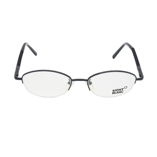 Chashmay Khas® Montblanc oval halfrim luxury unisex eyeglasses with black frames and clear lenses, stylish and sophisticated.