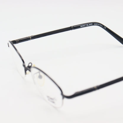 Montblanc Oval Halfrim luxury unisex eyeglasses with sleek design, featuring black frames and clear lenses, by CHASHMAY KHAS®.