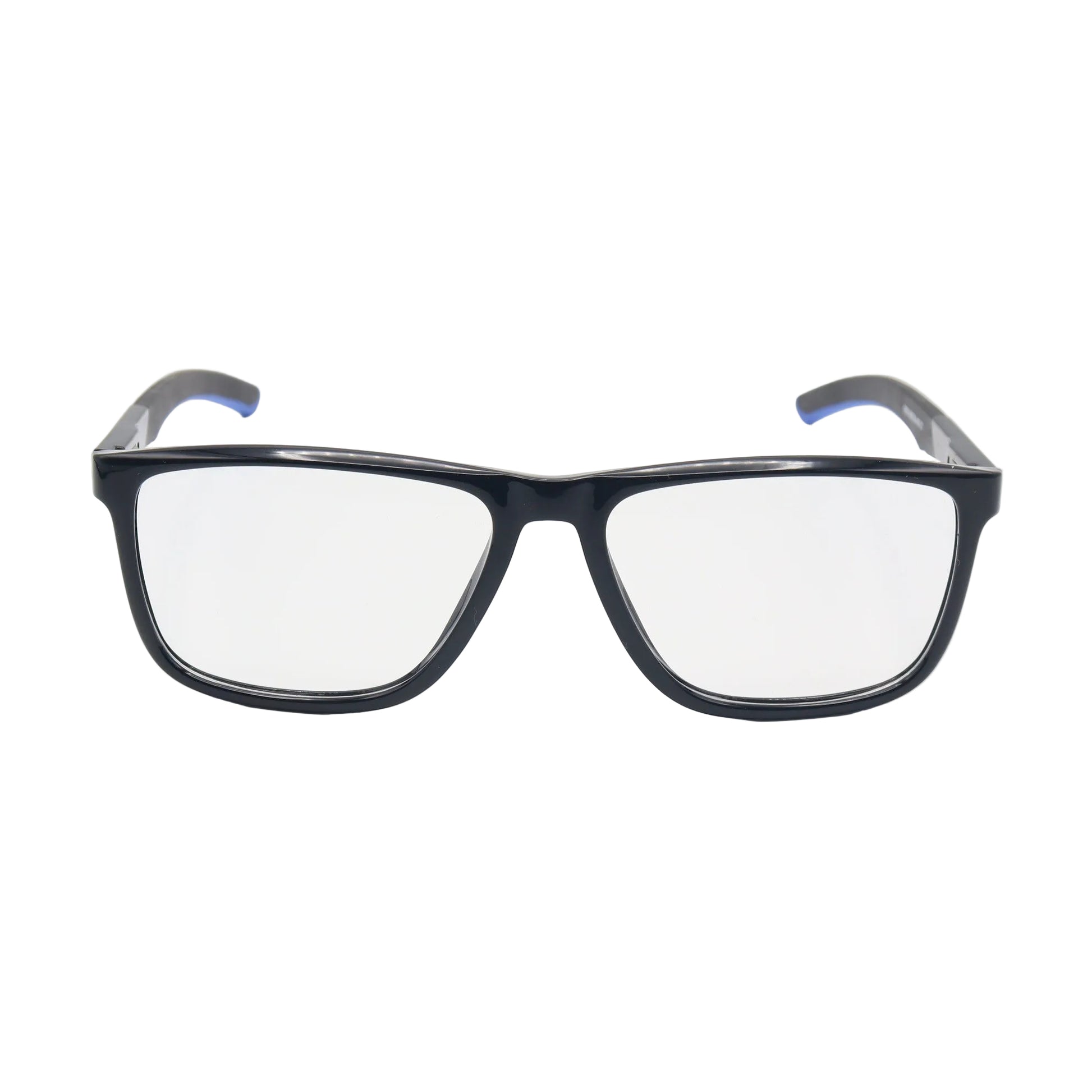 Black square wraparound unisex spectacles by CHASHMAY KHAS® with lightweight frame, showcasing stylish and comfortable eyewear.