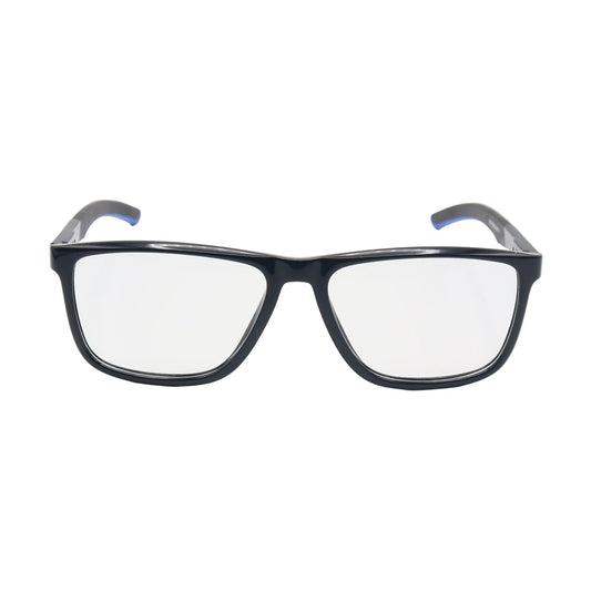 Black square wraparound unisex spectacles by CHASHMAY KHAS® with lightweight frame, showcasing stylish and comfortable eyewear.
