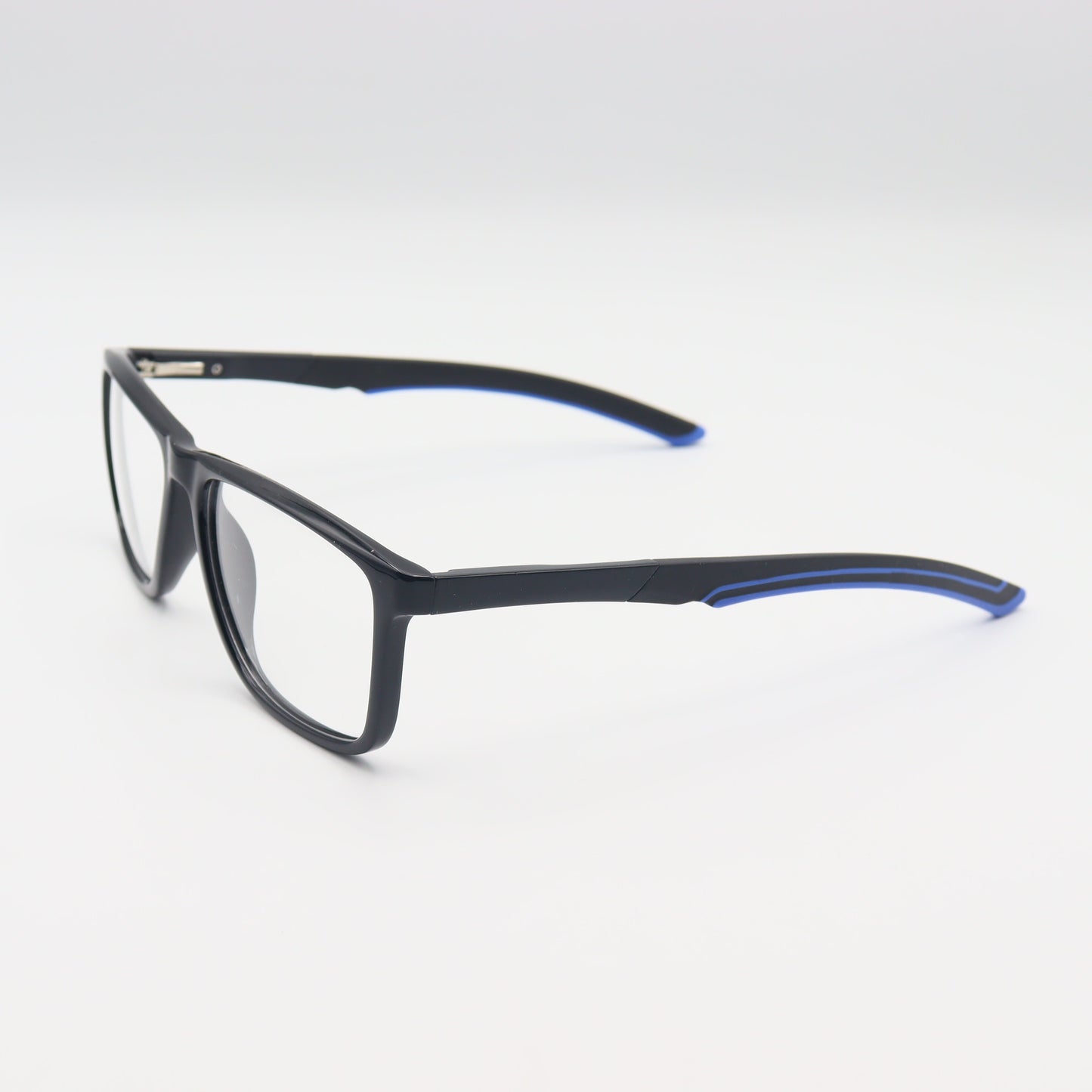 Black square wraparound eyeglasses by CHASHMAY KHAS®, lightweight unisex spectacles with a modern design.