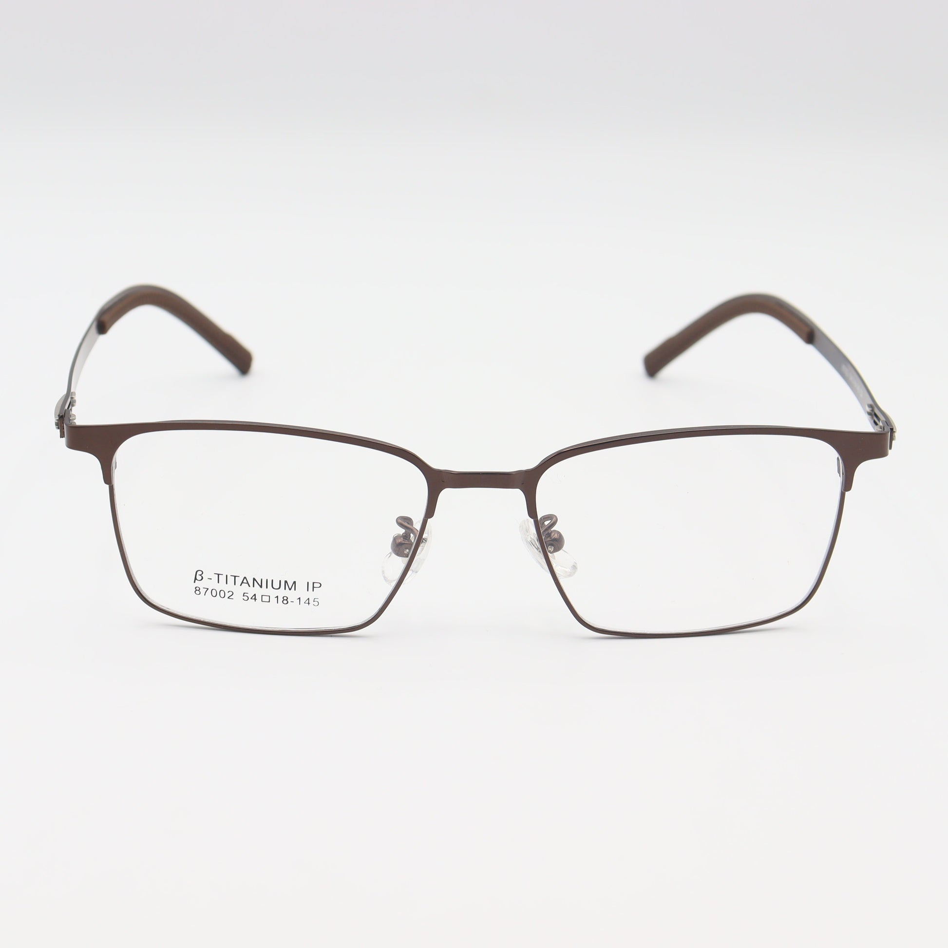 Brown β-Titanium square eyeglasses by CHASHMAY KHAS® featuring ultra-lightweight design and modern style.
