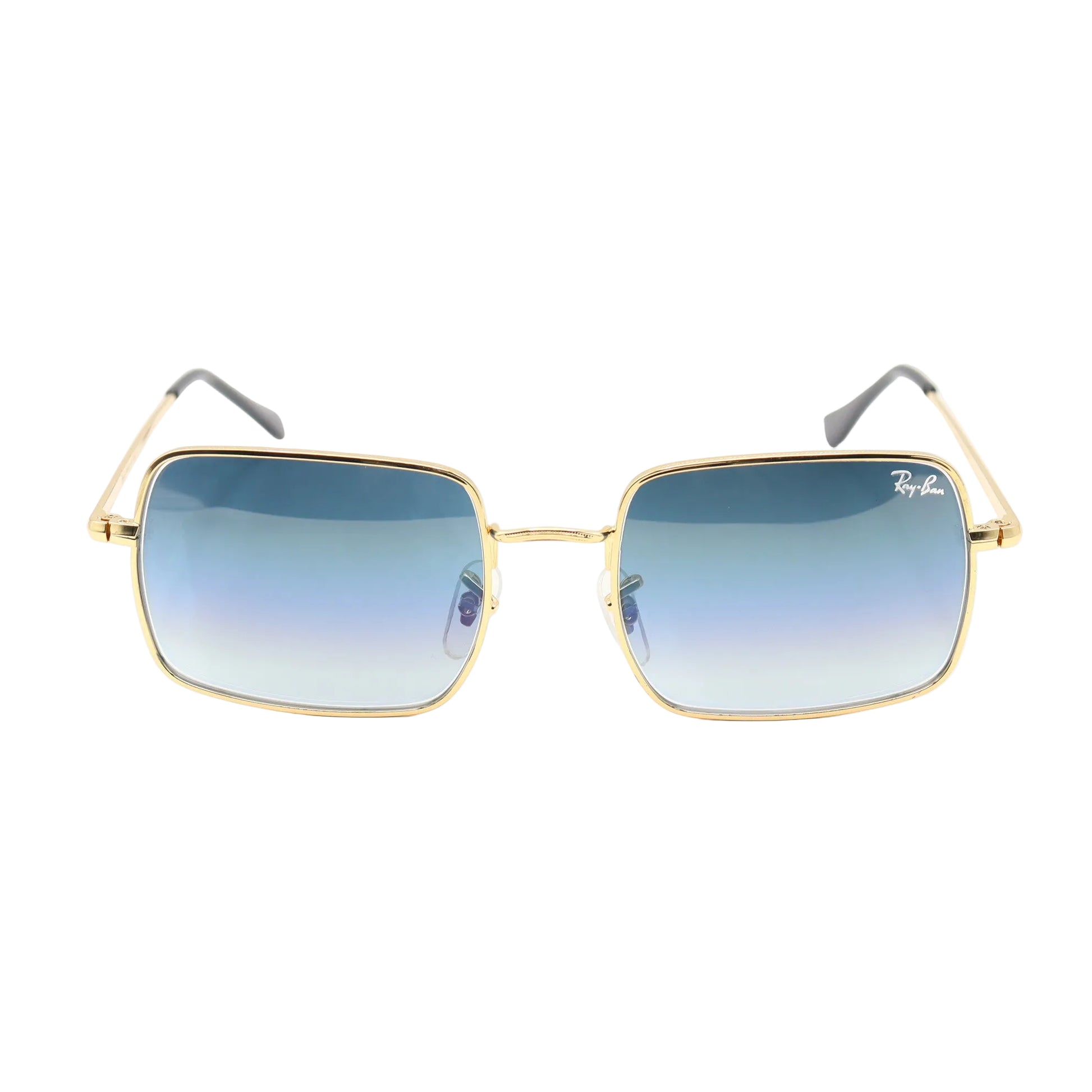 Chashmay Khas RayBan RB1971 premium gold rectangular sunglasses with dark tinted lenses and sleek metal frame.