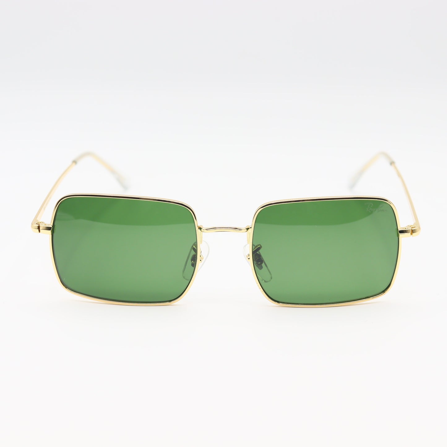 CHASHMAY KHAS RayBan RB1971 premium gold rectangular sunglasses with sleek frame and dark tinted lenses.