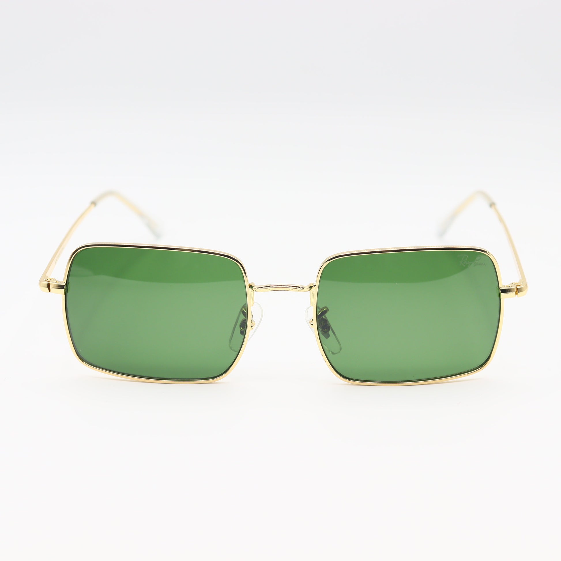 CHASHMAY KHAS RayBan RB1971 premium gold rectangular sunglasses with sleek frame and dark tinted lenses.