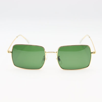 CHASHMAY KHAS RayBan RB1971 premium gold rectangular sunglasses with sleek frame and dark tinted lenses.