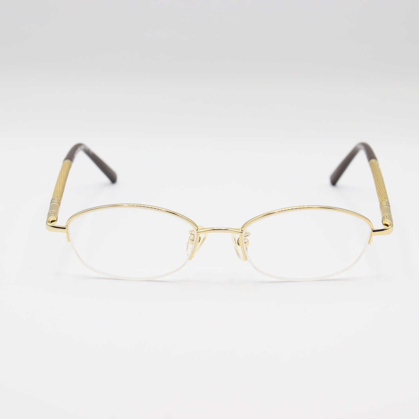 Montblanc oval halfrim luxury unisex eyeglasses by CHASHMAY KHAS® with sleek metal frames and clear lenses.