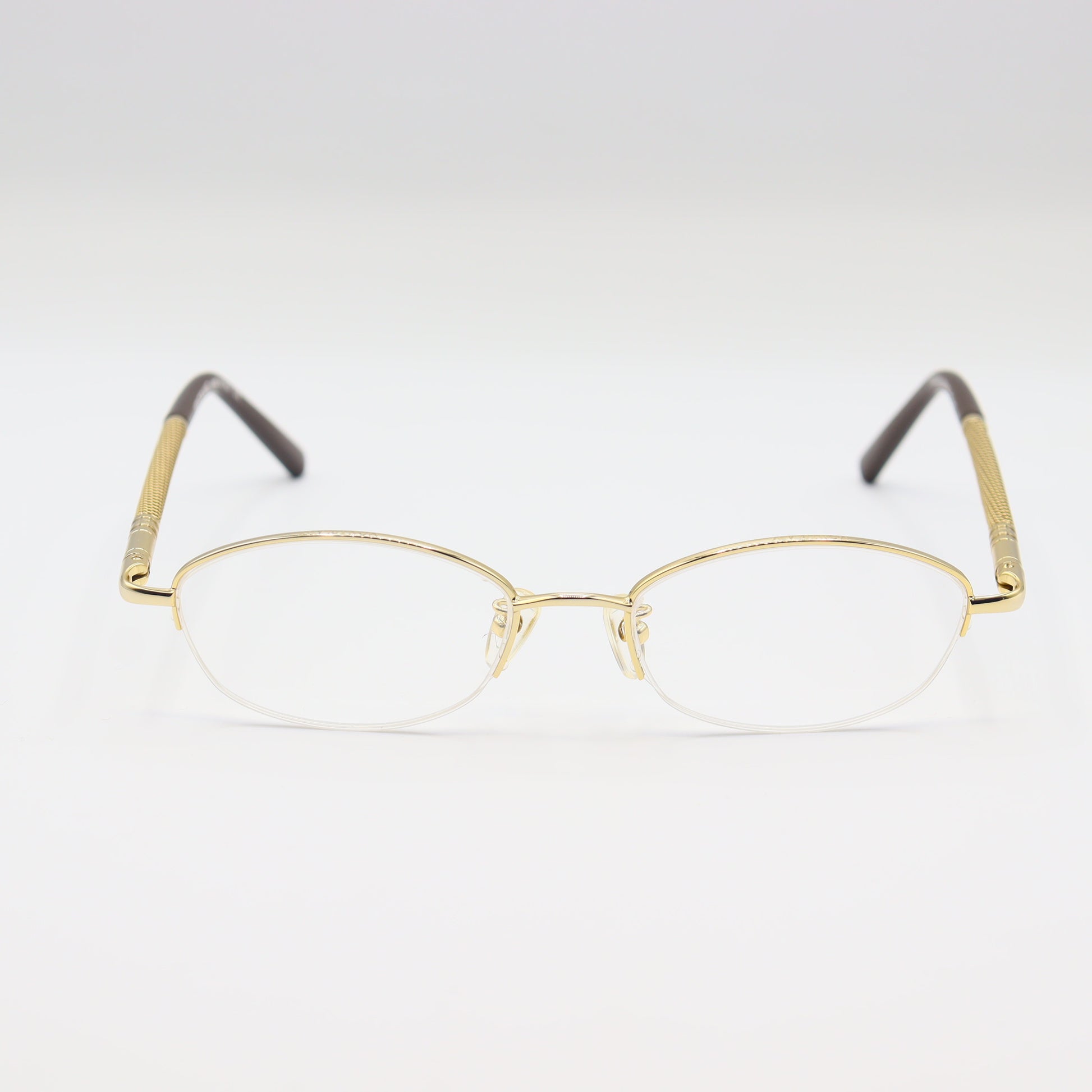Montblanc oval halfrim luxury unisex eyeglasses by CHASHMAY KHAS® with sleek metal frames and clear lenses.