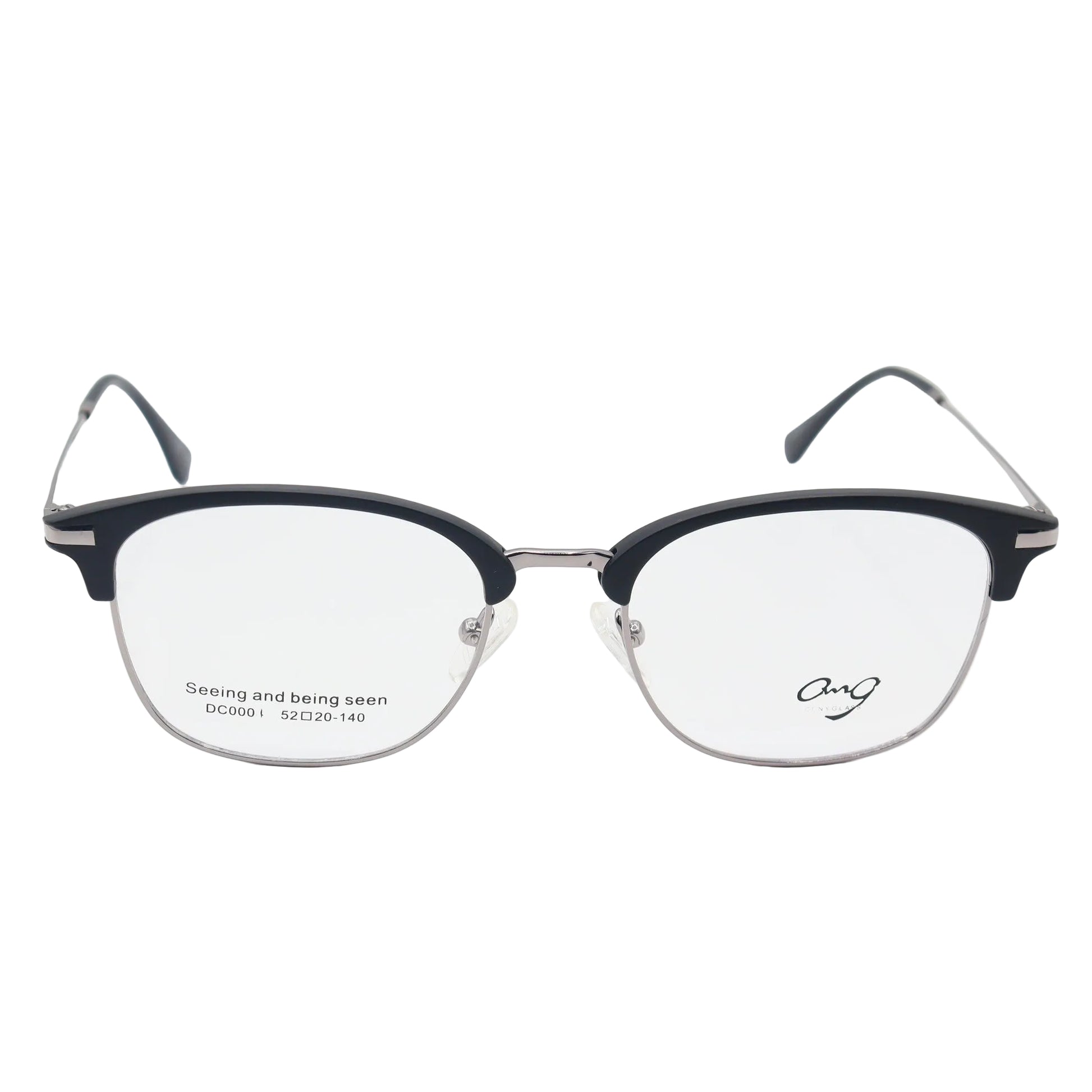 Black and silver oval eyeglasses by CHASHMAY KHAS® with sleek frames, designed for clear vision and stylish appearance.