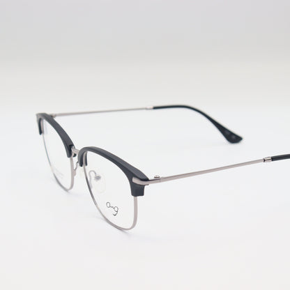 Black and silver oval spectacles by CHASHMAY KHAS® with clear lenses, stylish eyewear for seeing and being seen.