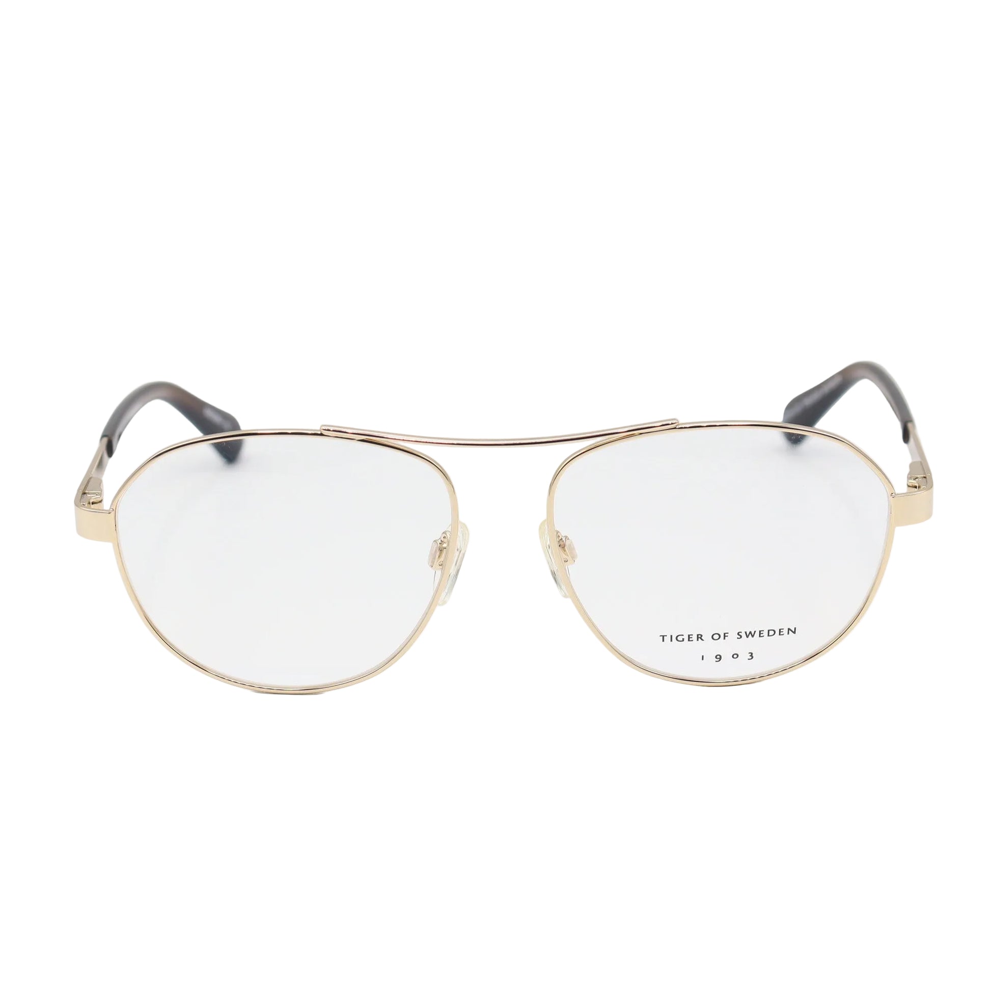 Gold aviator eyeglasses with a premium metal frame from Tiger of Sweden, displayed on a clean background.