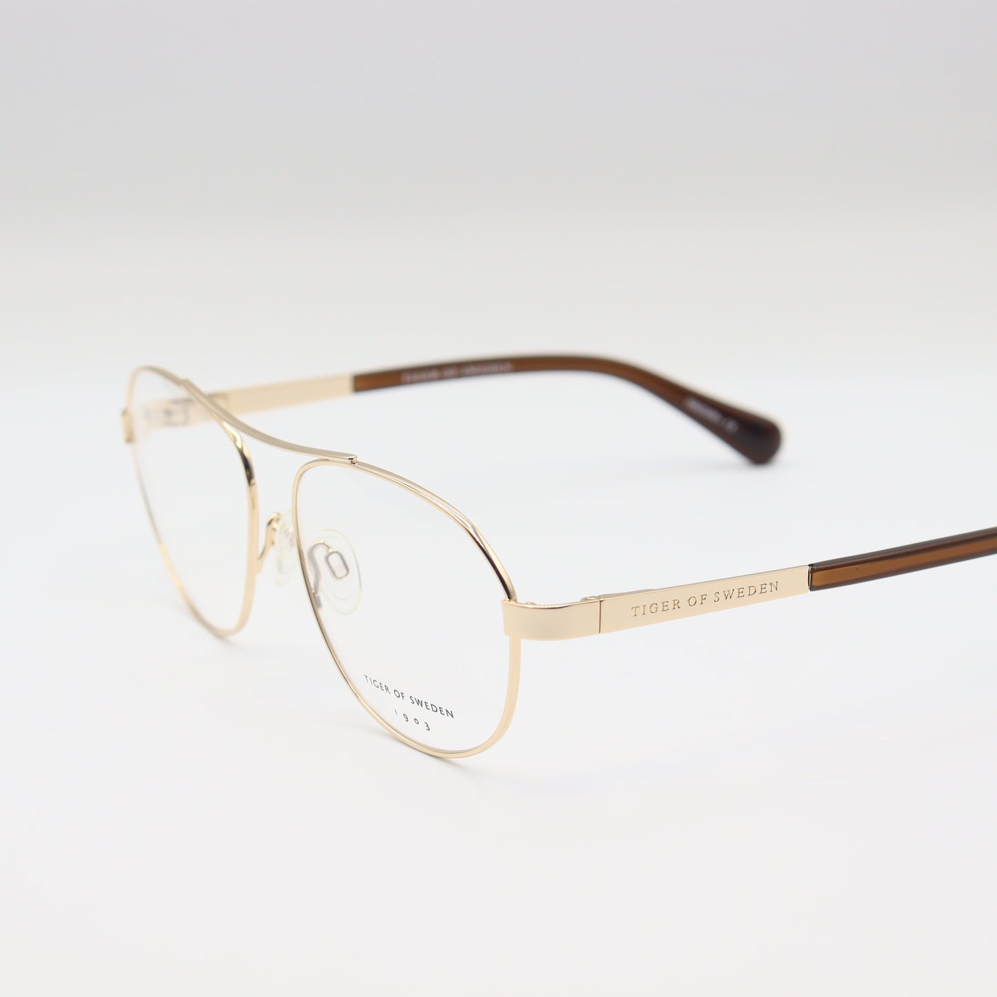 Tiger of Sweden gold aviator eyeglasses with premium metal frame, stylish spectacles for a sophisticated look