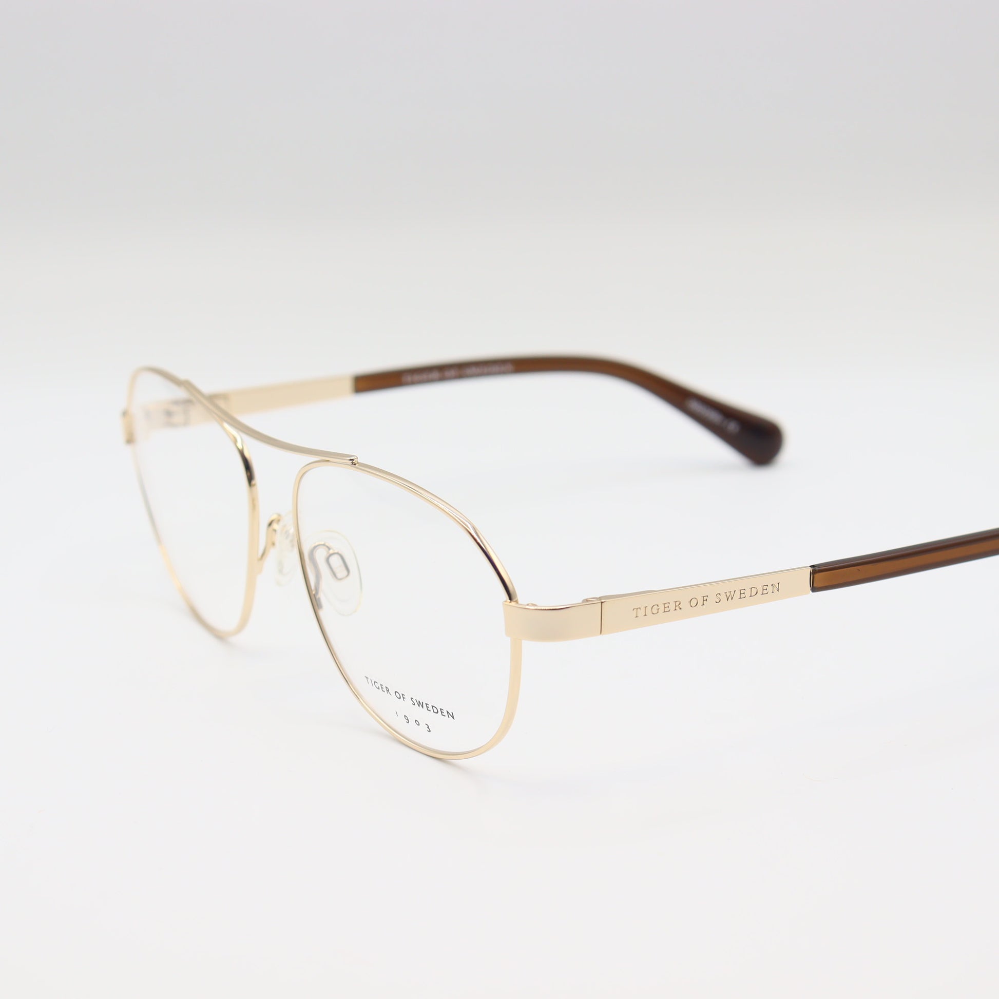 Tiger of Sweden gold aviator eyeglasses with premium metal frame, stylish spectacles for a sophisticated look
