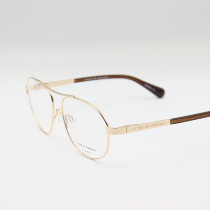 Tiger of Sweden gold aviator eyeglasses with premium metal frame, stylish spectacles for a sophisticated look
