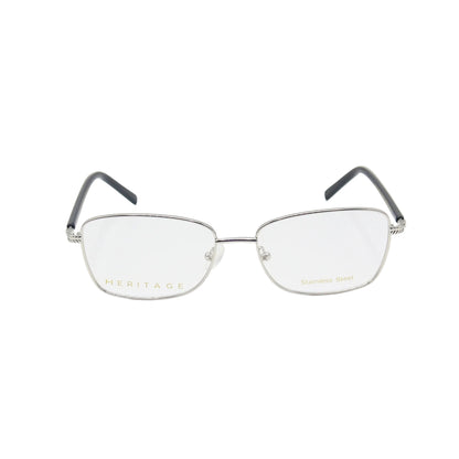 Silver metal square eyeglasses from CHASHMAY KHAS® Heritage collection with stainless steel frame and clear lenses.