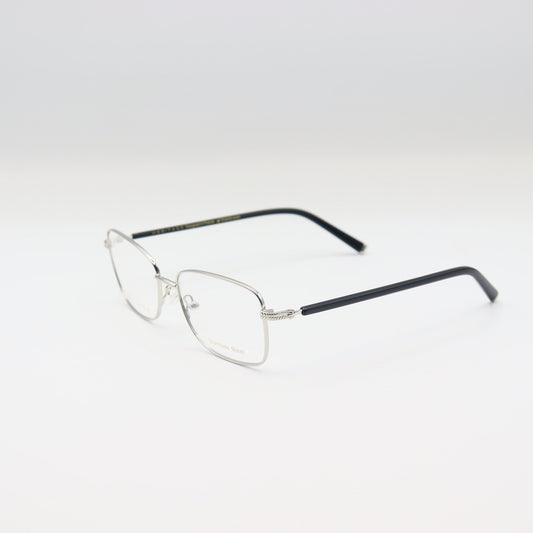 Silver metal square eyeglasses with stainless steel frame by CHASHMAY KHAS® for stylish spectacl.