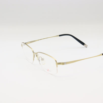 Gold lightweight rectangular Z-Titanium eyeglasses by CHASHMAY KHAS® featuring sleek metal frames and clear lenses.