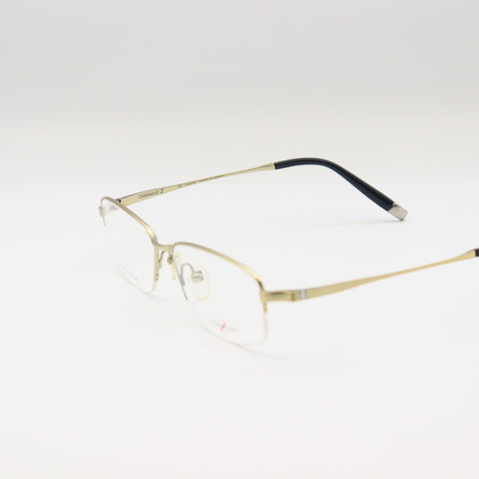 Gold lightweight rectangular Z-Titanium eyeglasses by CHASHMAY KHAS® featuring sleek metal frames and clear lenses.