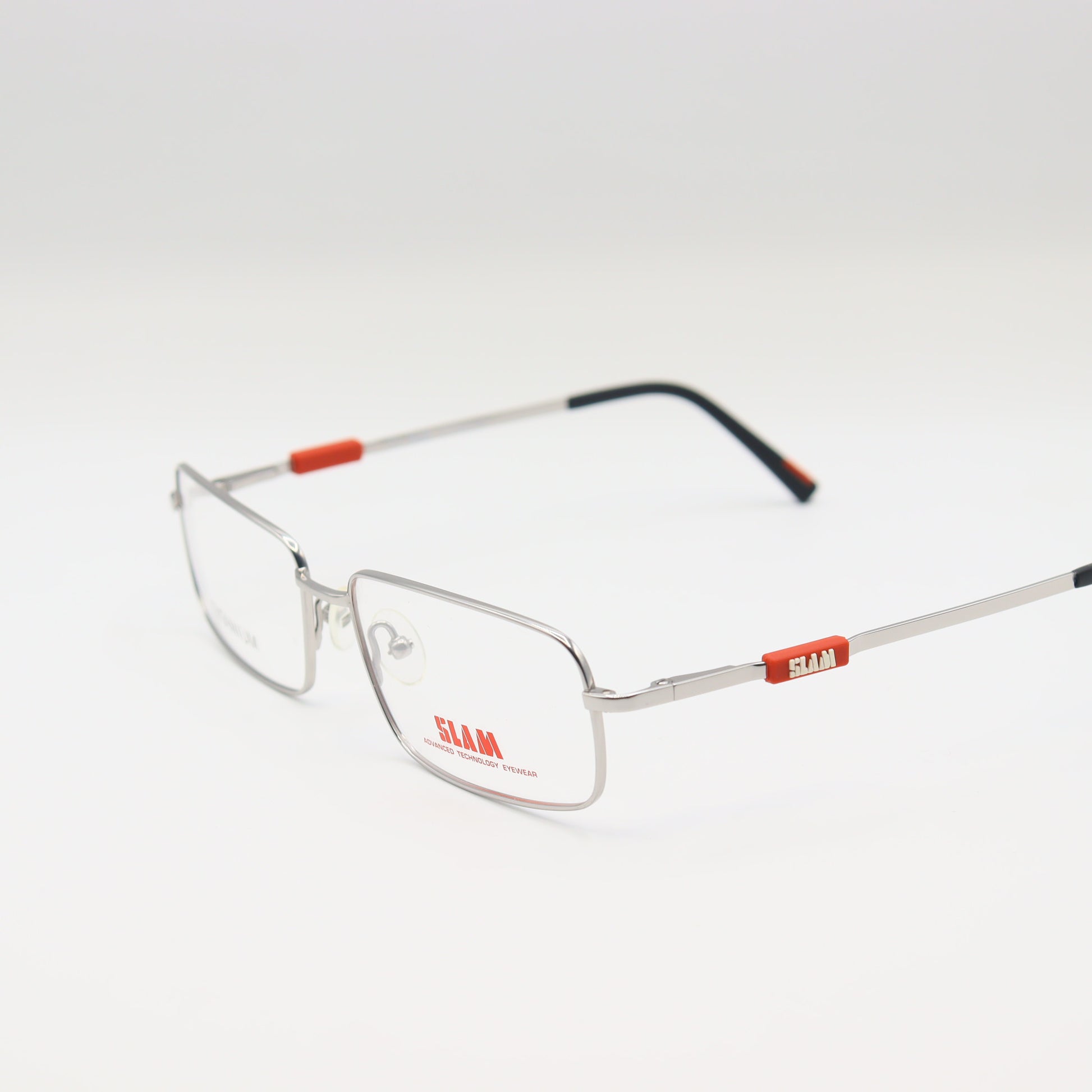 Red and silver CHASHMAY KHAS® rectangular eyeglasses with advanced technology frame for stylish vision correction.