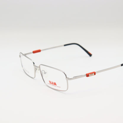Red and silver CHASHMAY KHAS® rectangular eyeglasses with advanced technology frame for stylish vision correction.