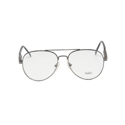 Chashmay Khas® Safilo Gunmetal aviator eyeglasses with double bridge metal frame, classic style, perfect for everyday wear.