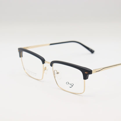 Black and gold rectangular CHASHMAY KHAS® spectacles with clear lenses, stylish design for seeing and being seen.