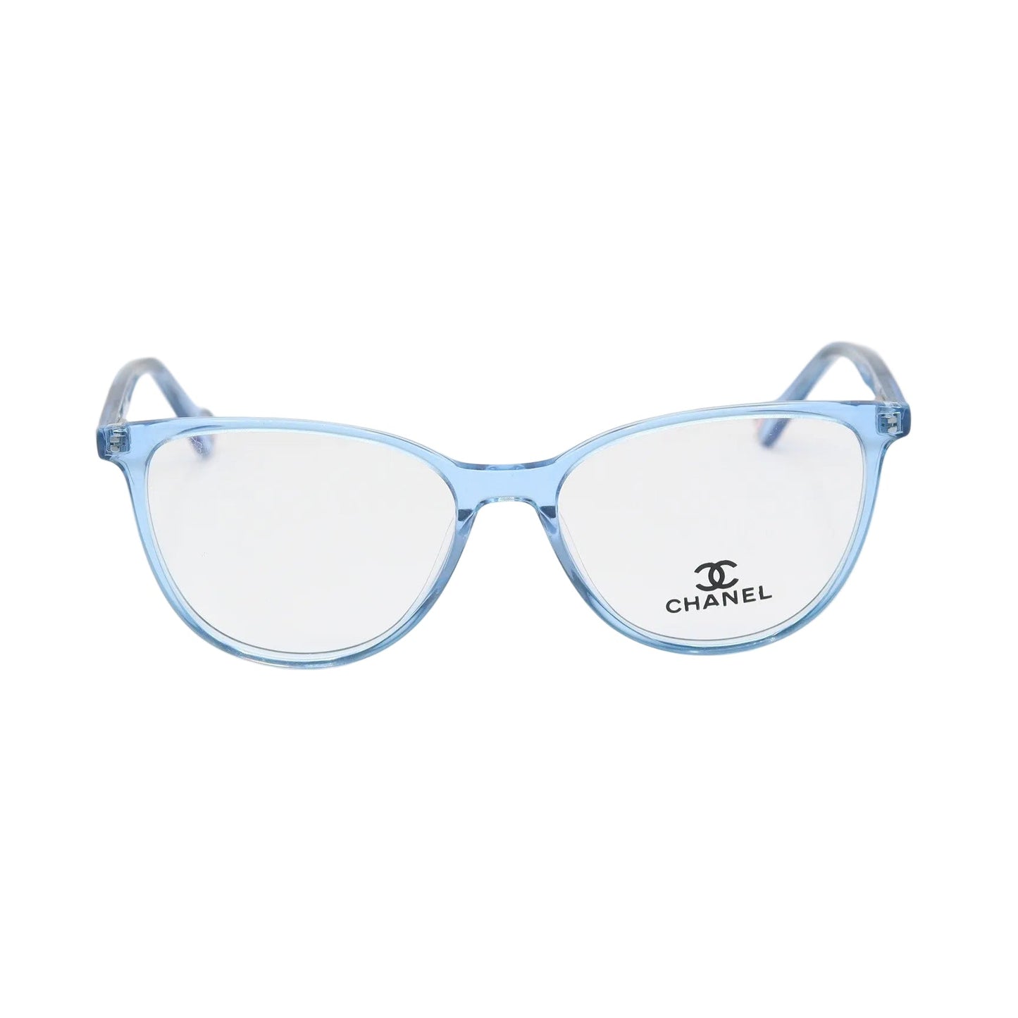 Chanel light blue cat-eye eyeglasses with transparent acetate frames, stylish and elegant CHASHMAY KHAS® spectacles.