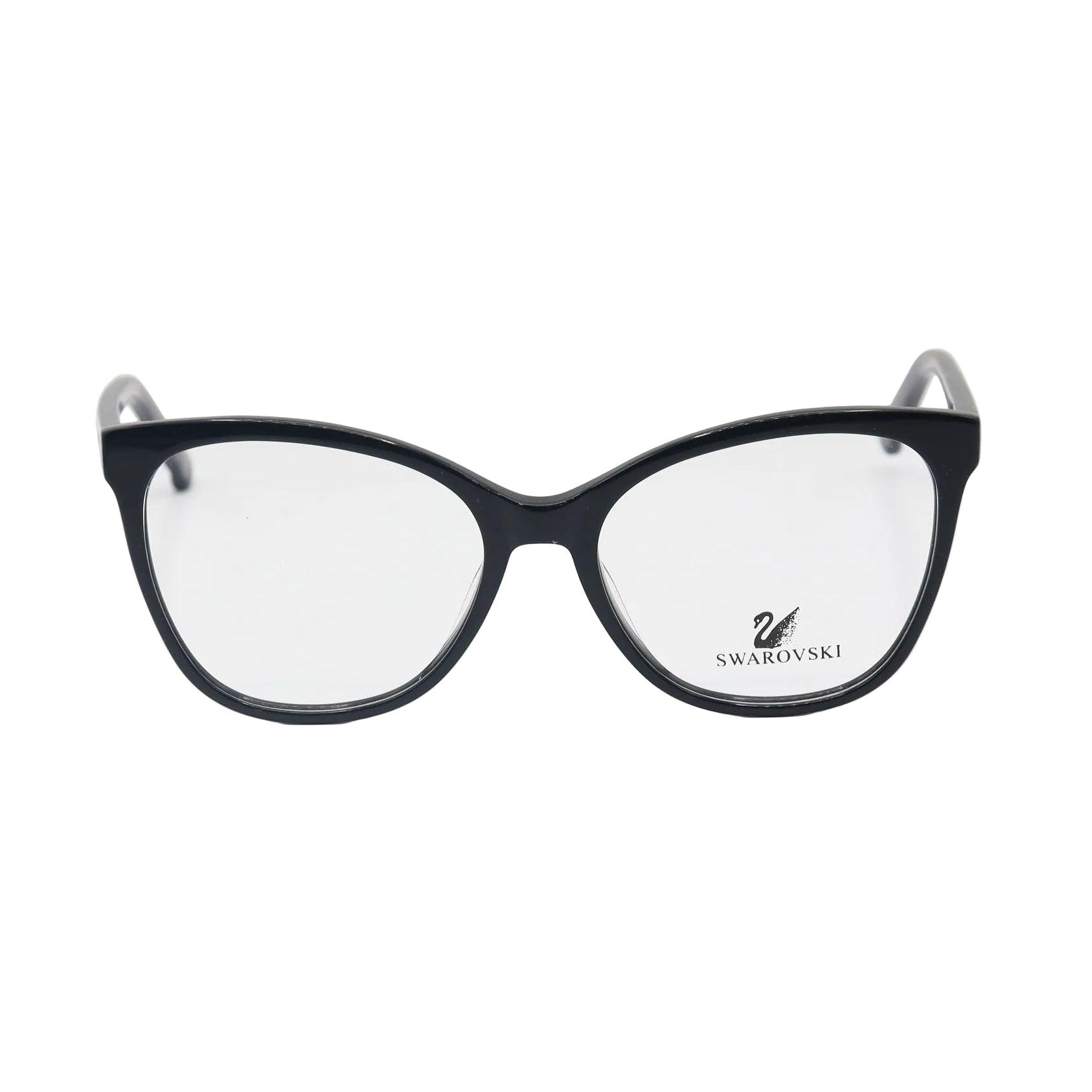 Swarovski black cat-eye eyeglasses by Chashmay Khas featuring elegant crystal accents and a luxurious, stylish design.