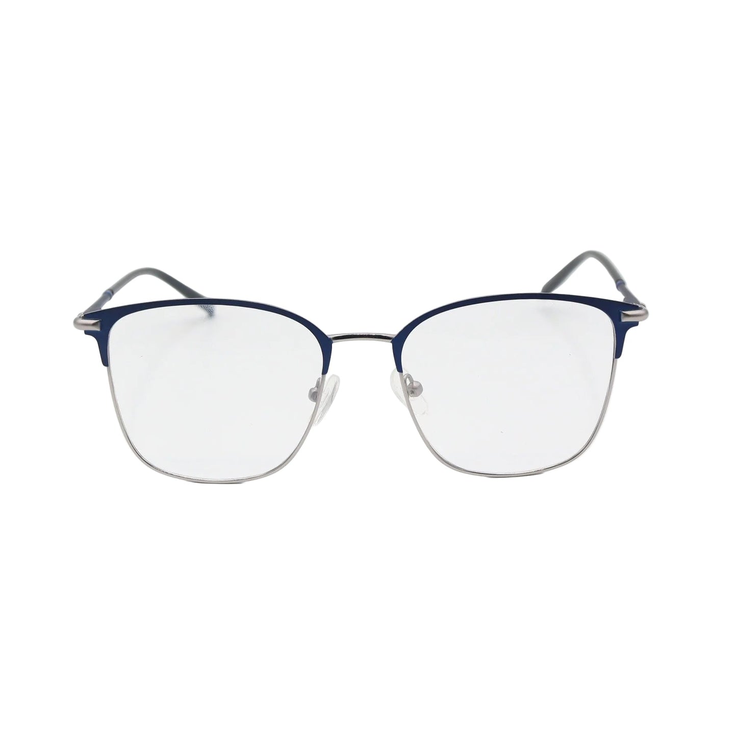 Navy blue and silver rectangular CHASHMAY KHAS® spectacles with two-tone design, showcasing sleek and stylish eyeglasses.