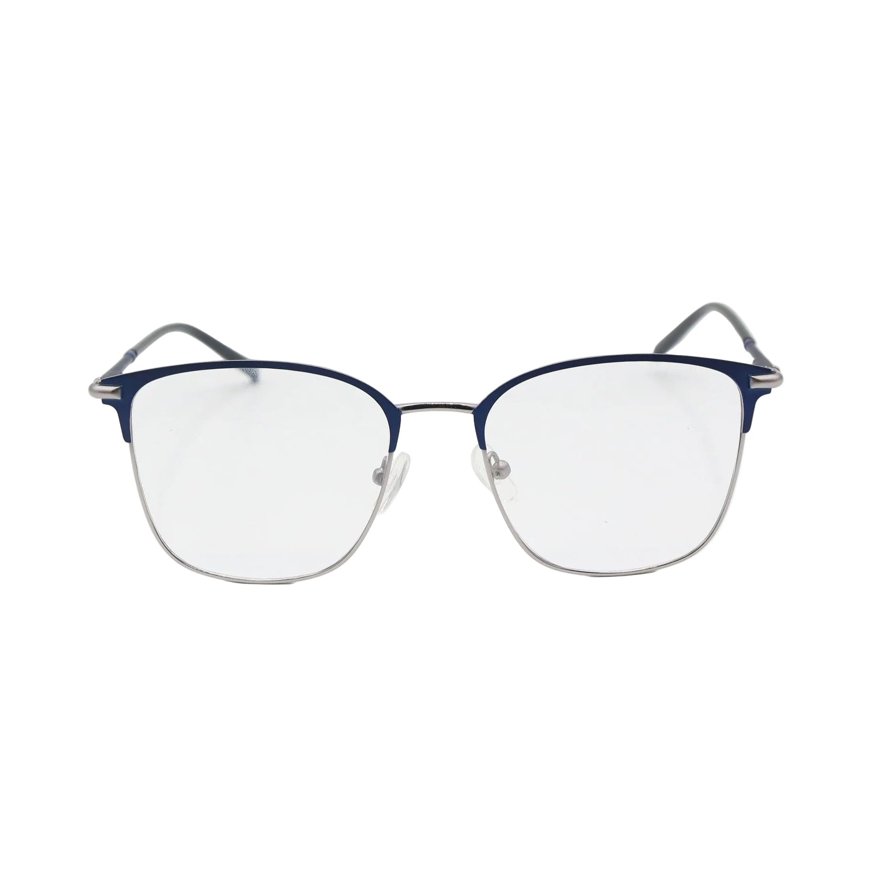 Navy blue and silver rectangular CHASHMAY KHAS® spectacles with two-tone design, showcasing sleek and stylish eyeglasses.