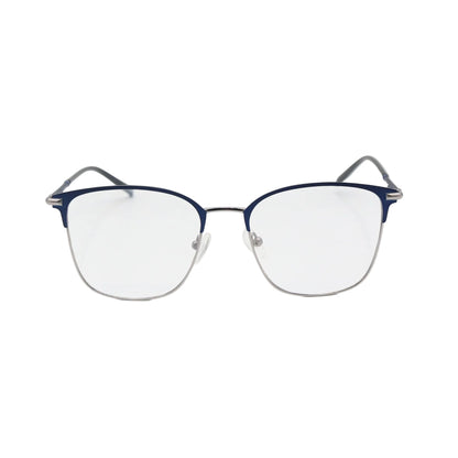 Navy blue and silver rectangular CHASHMAY KHAS® spectacles with two-tone design, showcasing sleek and stylish eyeglasses.