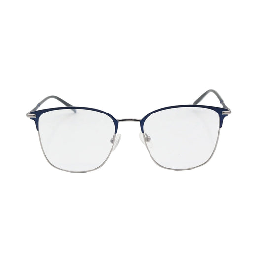 Navy blue and silver rectangular CHASHMAY KHAS® spectacles with two-tone design, showcasing sleek and stylish eyeglasses.