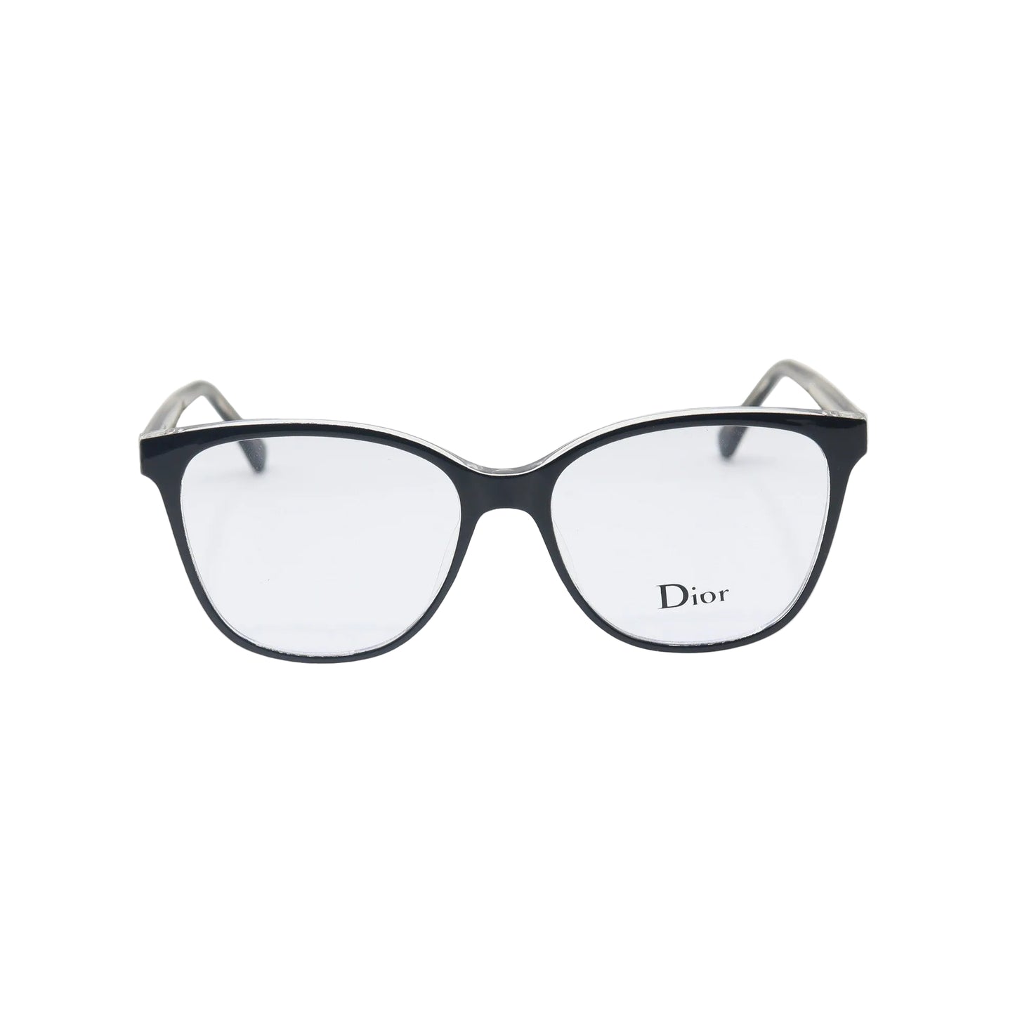 Dior black cat-eye eyeglasses with silver trim, luxury spectacle frames by CHASHMAY KHAS®.