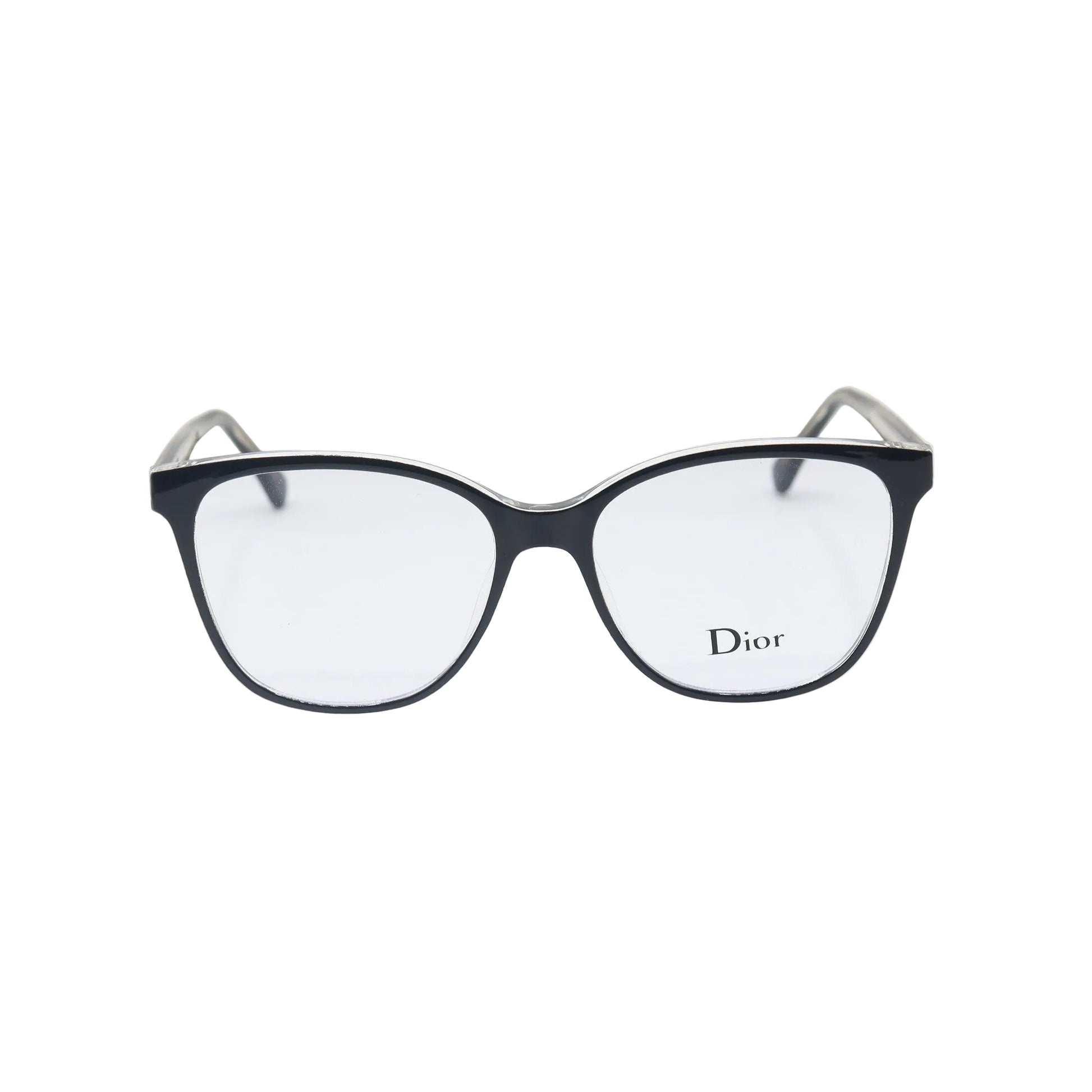 Dior black cat-eye eyeglasses with silver trim, luxury spectacle frames by CHASHMAY KHAS®.
