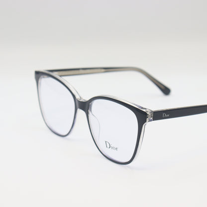 Dior black cat-eye eyeglasses with silver trim, luxury spectacles by CHASHMAY KHAS®, stylish and elegant eyewear.