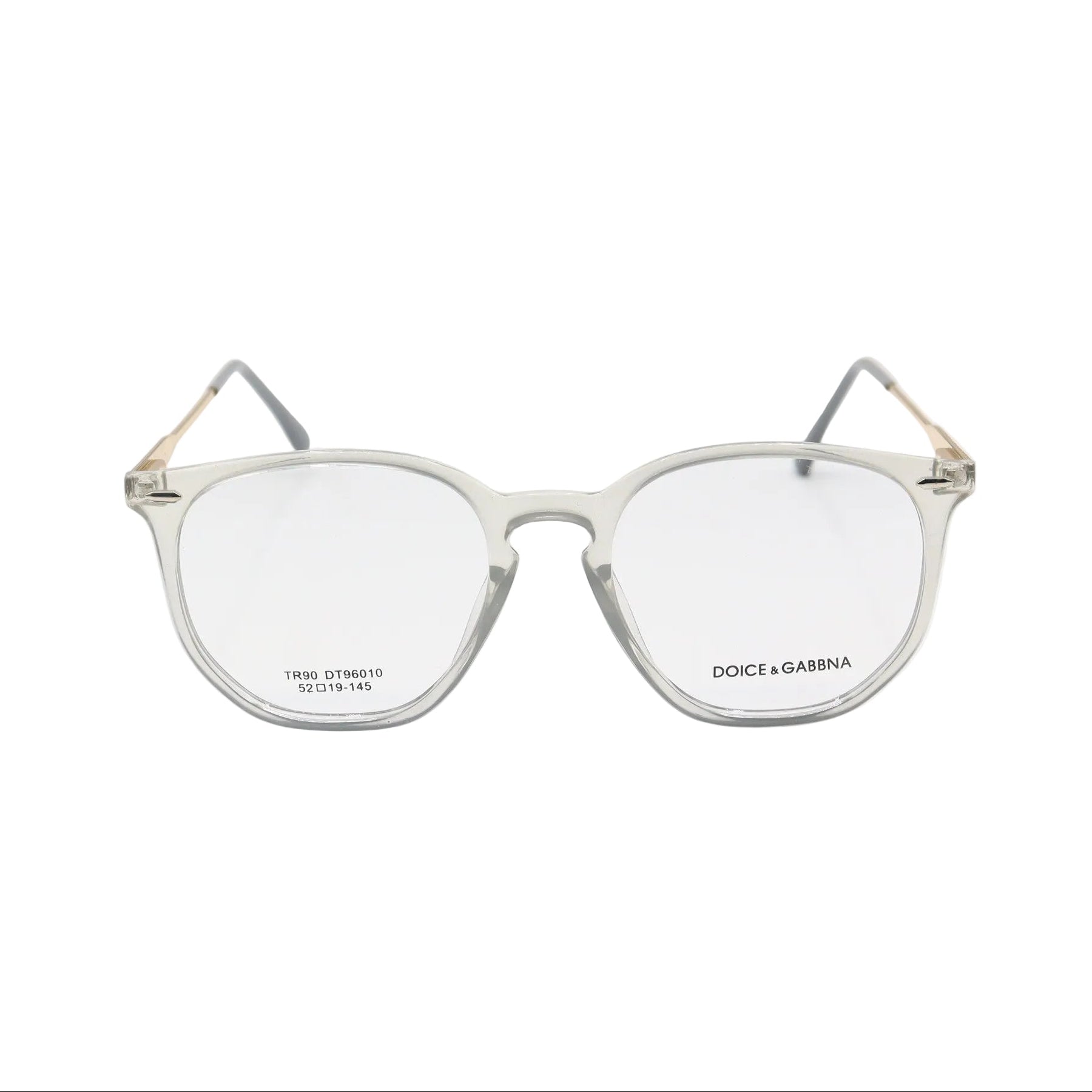 Chashmay Khas® Dolce & Gabbana transparent grey cat-eye eyeglasses with lightweight TR90 frame, stylish and comfortable for everyday wear.
