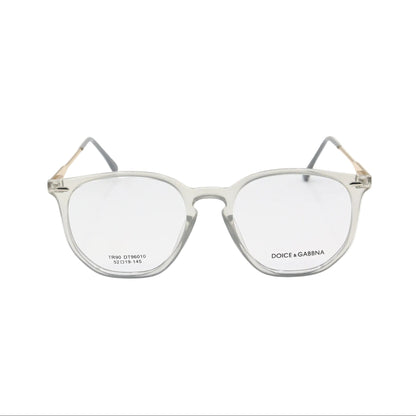 Chashmay Khas® Dolce & Gabbana transparent grey cat-eye eyeglasses with lightweight TR90 frame, stylish and comfortable for everyday wear.