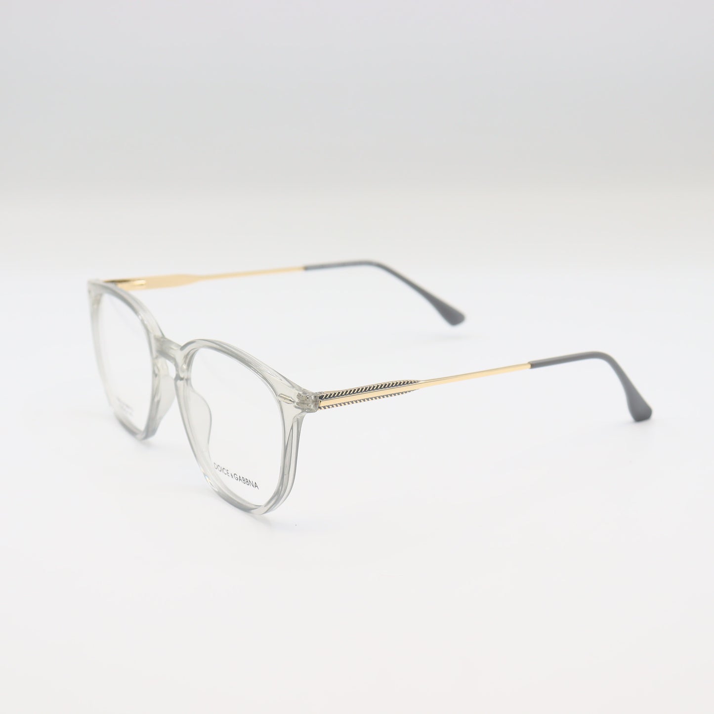 Chashmay Khas transparent grey cat-eye eyeglasses with lightweight TR90 frames, designed for stylish, comfortable wear.