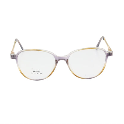 Purple and gold cat-eye acetate eyeglasses from CHASHMAY KHAS® with elegant, bold frame design and clear lenses.
